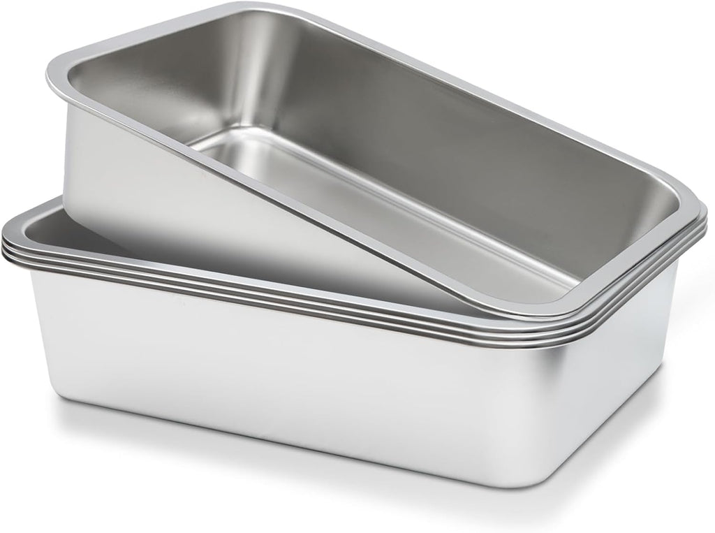 4 Packs Stainless Steel Commercial Bus Tub –12 L Heavy Duty Utility Tote Box for Dishwashing, Meat Prep, and Kitchen Storage – Large Capacity Restaurant Bus Box (Without Lid)
