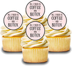 Funny Coffee Theme Edible Cupcake Decorations for Birthdays and Girls Night Out 24 x 1.5 inch Wafer Card Discs (UNCUT)