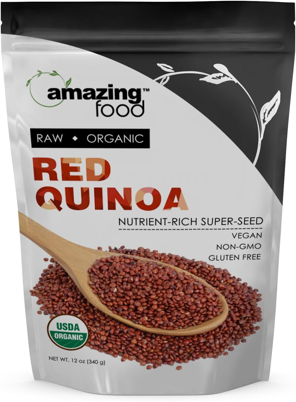 Amazing Food Red Quinoa | 12 Oz | USDA Certified Organic | Vegan | Gluten Free | Non-GMO | Made in USA