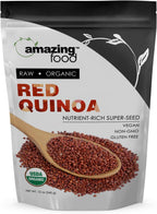 Amazing Food Red Quinoa | 12 Oz | USDA Certified Organic | Vegan | Gluten Free | Non-GMO | Made in USA