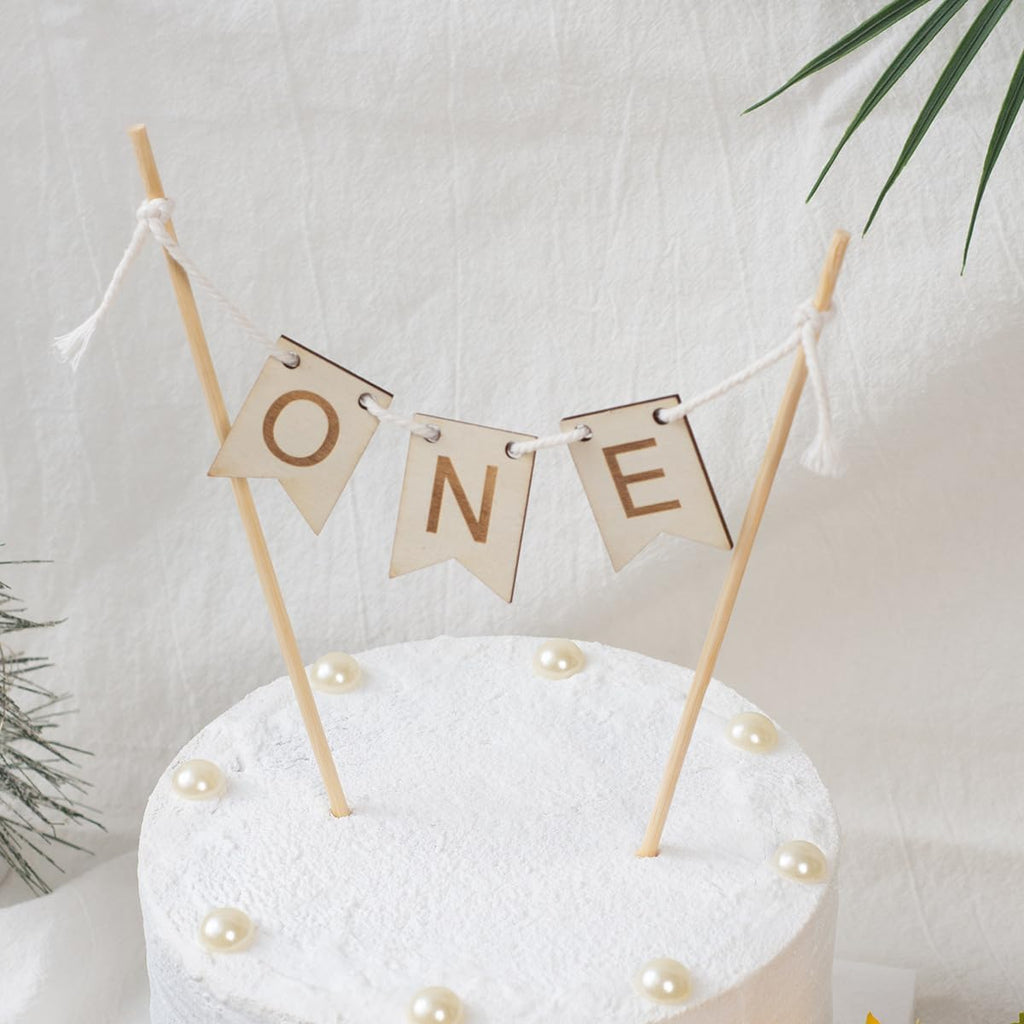 Wood One Cake Topper, 1st Birthday Cake Bunting, 1st Birthday Cake Topper, Cake Smash and Photo Prop
