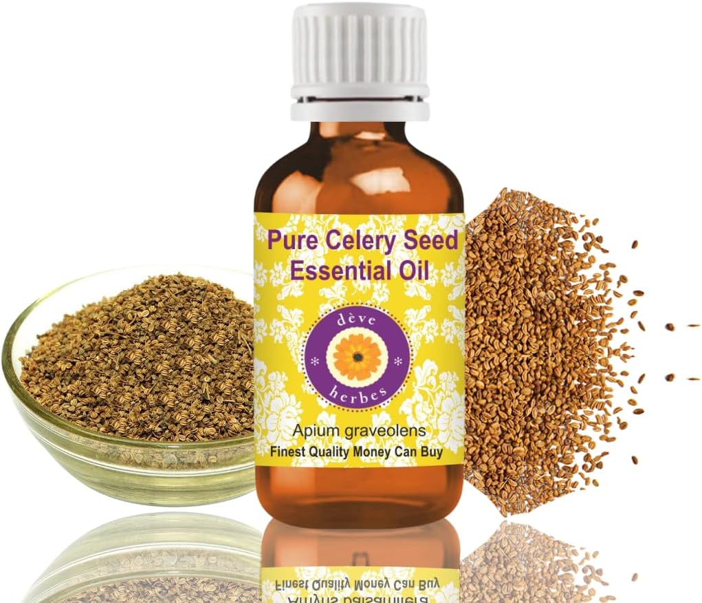 Deve Herbes Pure Celery Seed Essential Oil (Apium graveolens) Steam Distilled 10ml (0.33 oz)