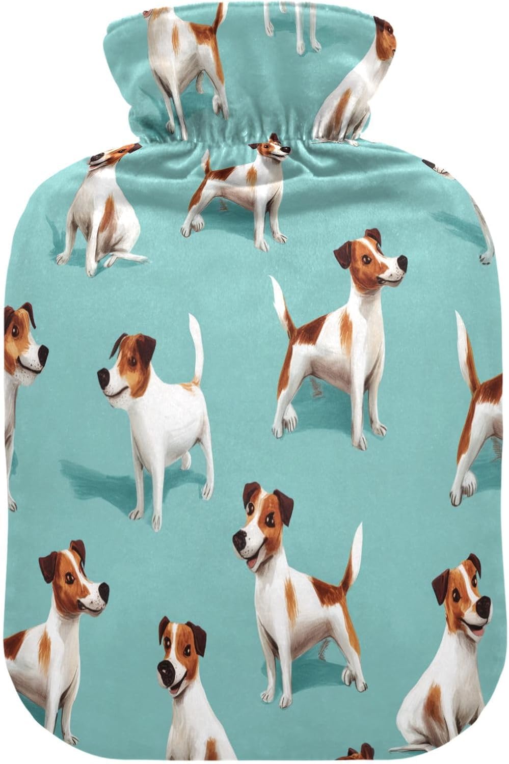 Lovely Jack Russell Dog Hot Cold Water Bottle with Fleece Cover PVC Hot Water Bag 1 Liter