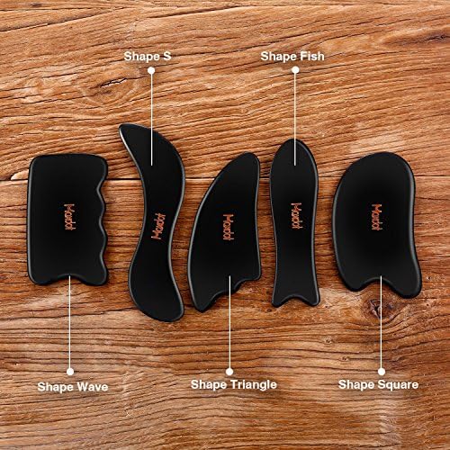 Maxdot 5 Pieces Gua Sha Massage Tools Set, Scraping Massage Tools Guasha Stone for Face Back Neck Physical Therapy