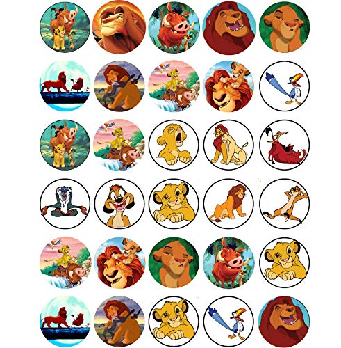 30 x Edible Cupcake Toppers – Jungle Safari Lion Theme Party Collection of Edible Cake Decorations