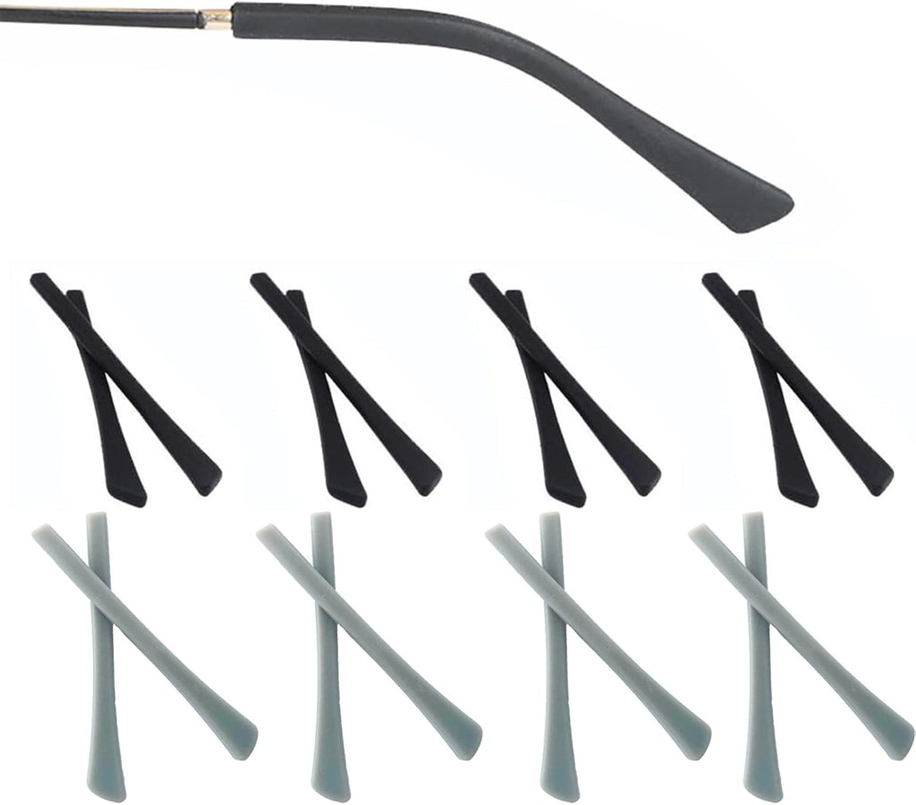 Eyeglass Replacement Temples,Silicone Glasses End Tips Ear Sock Pieces Sleeve for Thin Metal Glasses Legs,8 Pairs