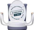 Lunderg Raised Toilet Seat with Handles - Elongated - Easy to Install Toilet Seat Risers for Seniors - Adds 3 Inches & Works like the one you’ve always used - Elegant design - No Hospital Vibe