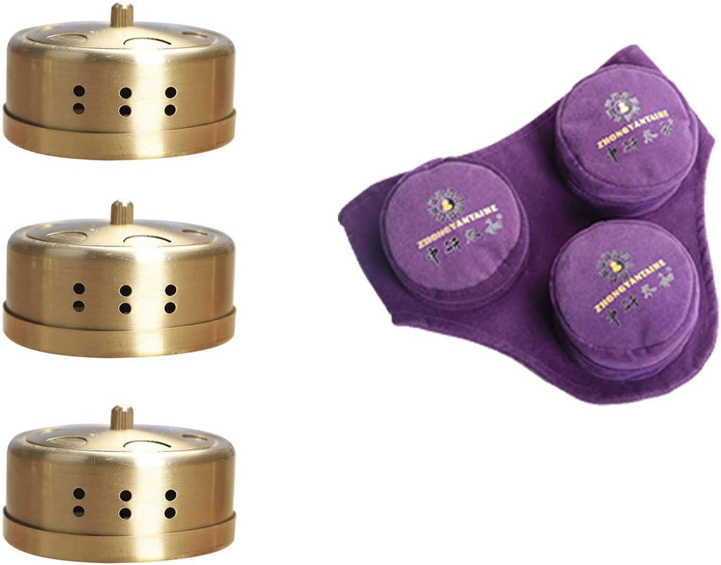 Smokeless Moxibustion Box Include 3 Boxes Portable moxibustion Box Rotary Temperature regulating Cover Smoke Proof and Scald Proof ((Body Joints) 3 Holes)