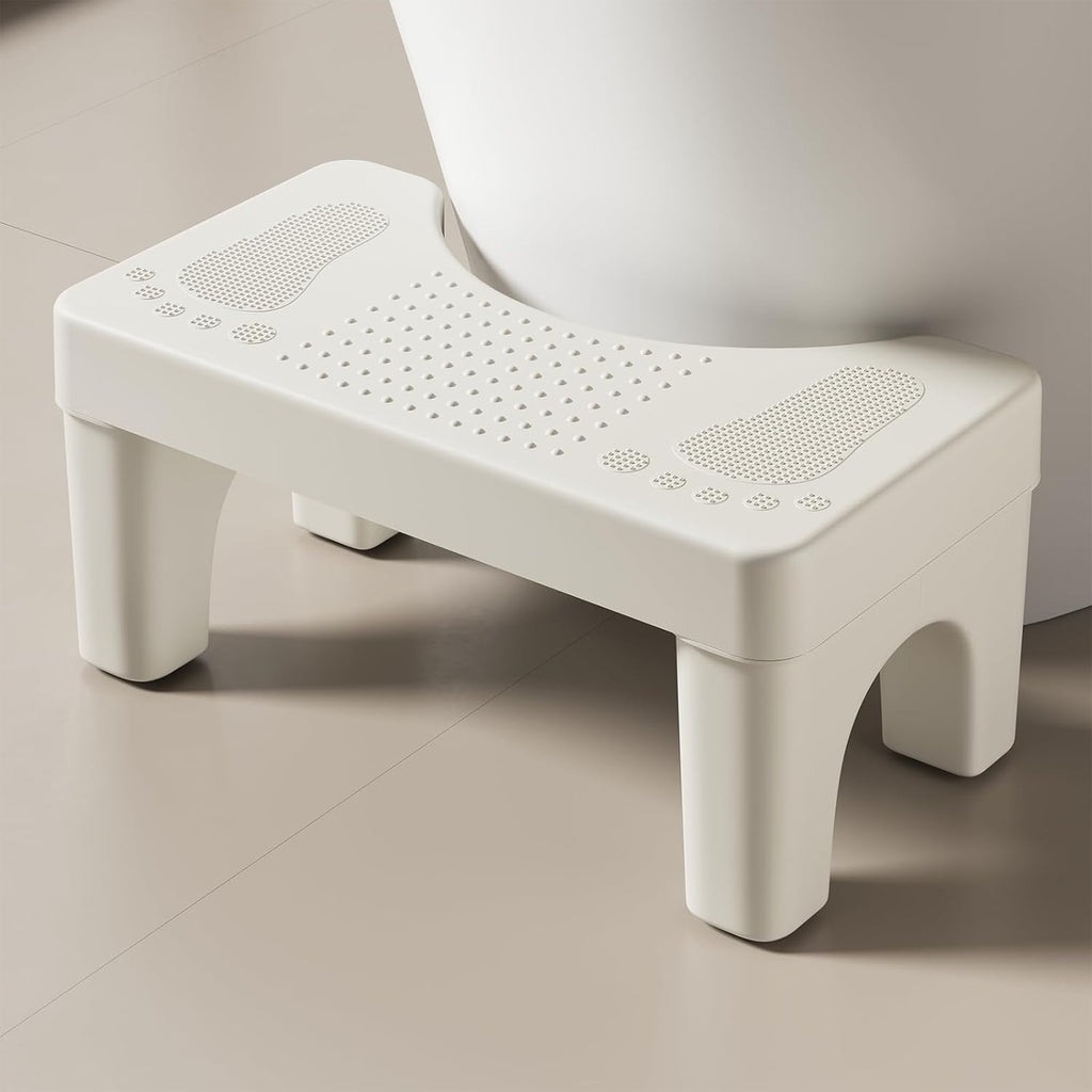 6.7 Inch Toilet Stool Squat Adult, Poop Stool for Bathroom, Non-Slip Squatting Potty, Lightweight Pooping Stools Portable for Travel, Toilet Step Stools for Adults/Kids, White
