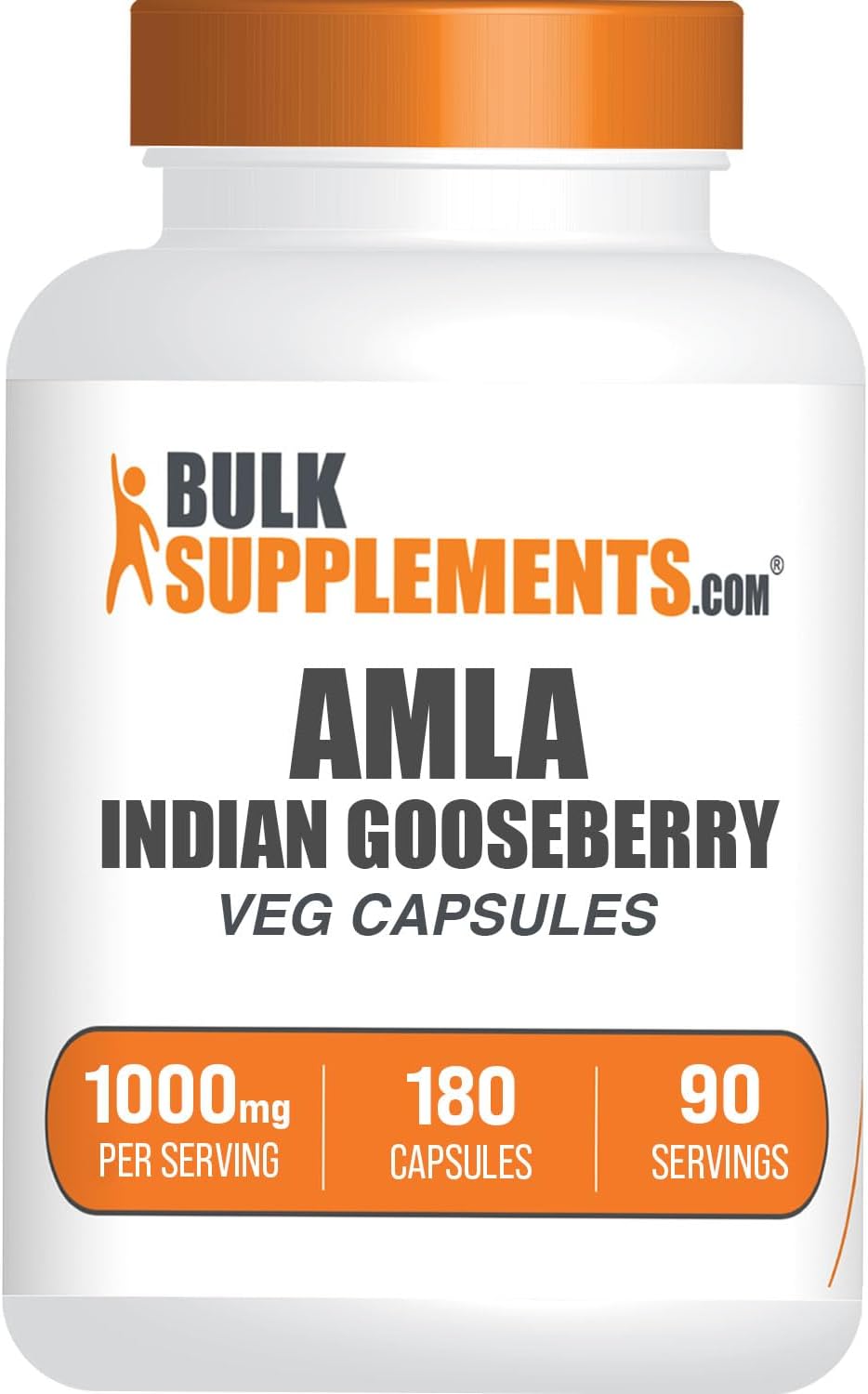 BulkSupplements.com Amla Extract Capsules - Indian Gooseberry Fruit Extract, Herbal Supplement - Gluten Free, 2 Capsules per Serving (1000mg), 180 Count (Pack of 1)