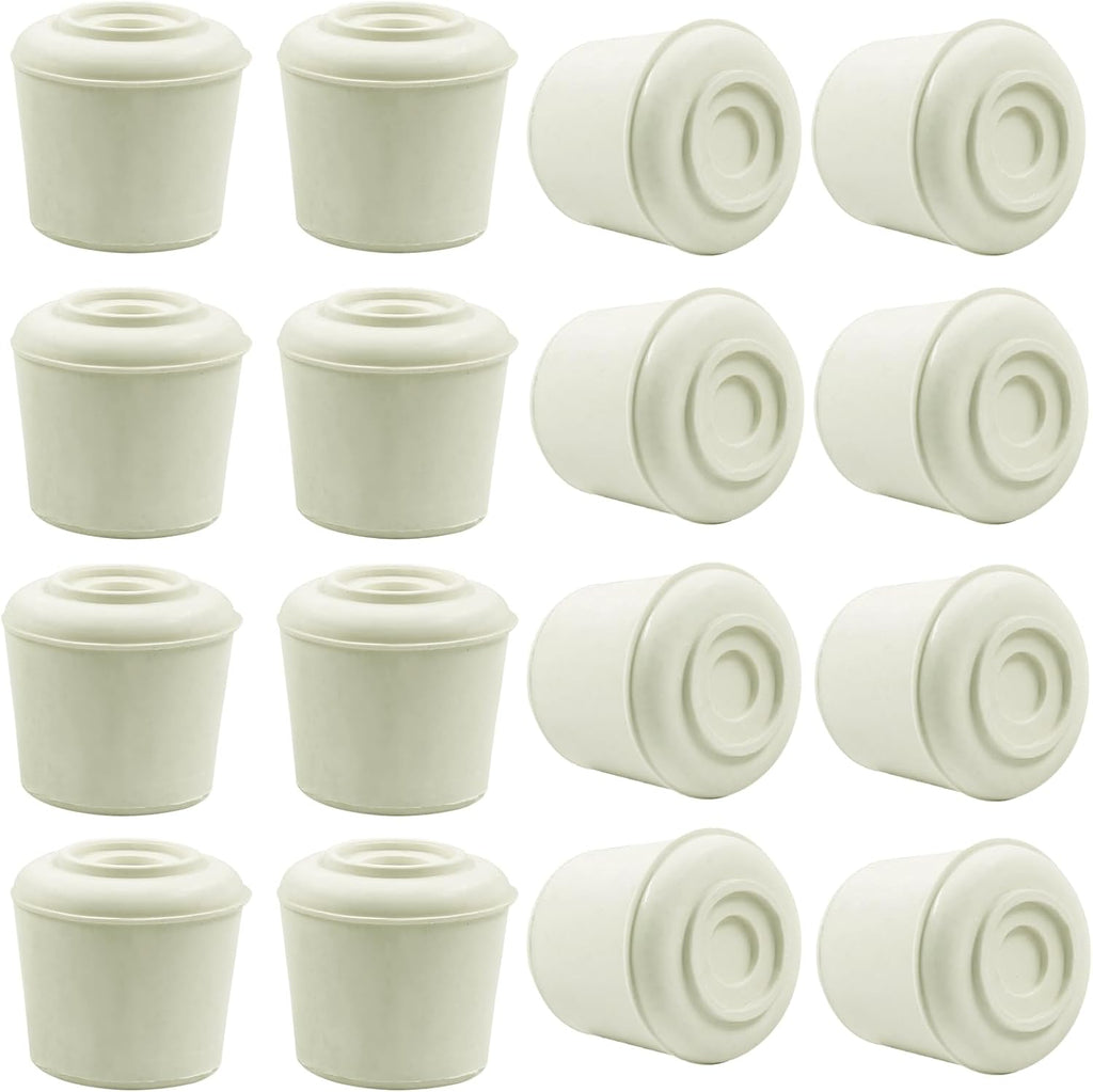16pcs 7/8 Inch Round Chair Leg Tips Caps, Non-Slip Rubber Chair Leg Floor Protectors, White Furniture Leg Caps Fit for 0.82"-0.87" (21-22mm) Diameter Round Feet