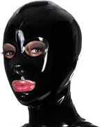 Black Latex Hood Open Eyes Mouth Back Zipper Normal Tight Rubber Mask Club Party Wear Costume