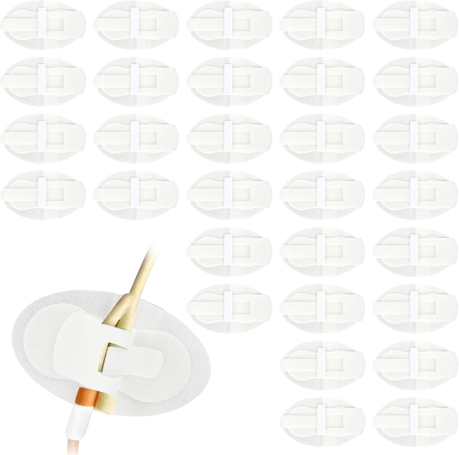 30 Pcs Catheter Stabilization Device, Adhesive Foley Catheter Leg Bag Urinary Anchor Bandage Stabilizer Tube Holder Sticker for Single/Double/G/J Tube, Hook and Loop Adhesive Fixing Device Accessories