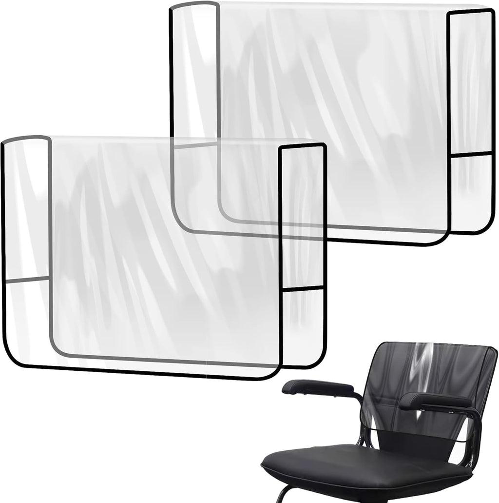 Philbinden 2Pcs Salon Chair Cover Protectors,Clear Square Hairdressing Chair Back Covers for Fits Most Standard Chairs,Reinforced Precision Sewn Clear Covers to Prevent Damage to Spa/Salon Chairs (2)