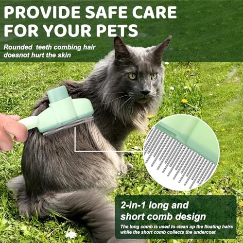 XANGNIER Pet Hair Removal Comb One-Click Self-Cleaning Grooming Brush, De-Shedding Comb for Short & Long Hair, Pet Grooming Supplies for Cats & Dogs