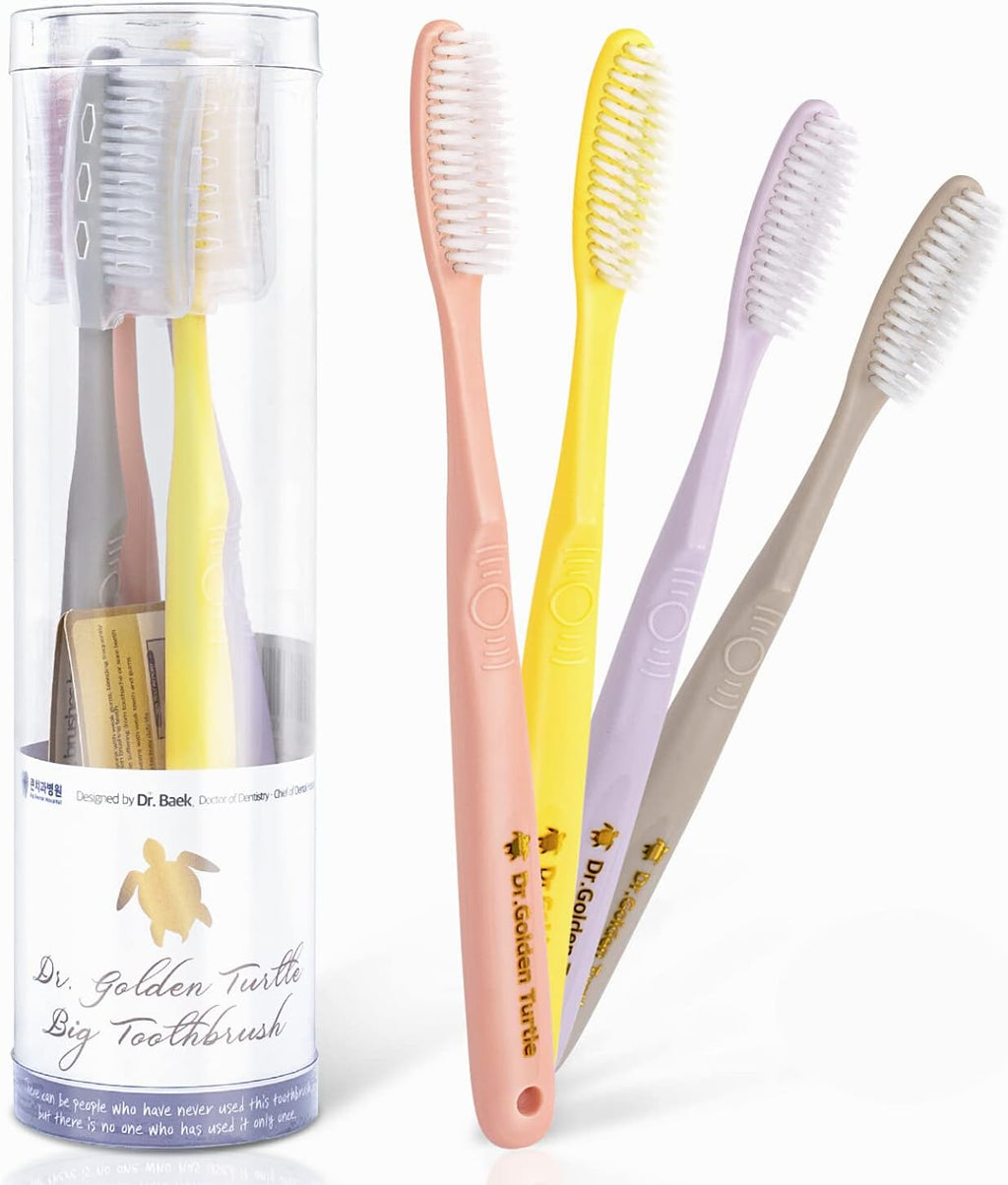 Long Head Toothbrush 4-Pack | Easy Plaque Remover | Huge Toothbrush for Adults | Medium Hard Bristles | Smoker's Choice