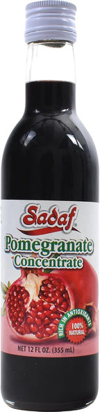 Sadaf Pomegranate Concentrate - 100% Pure Pomegranate Concentrate for Cooking & Food Flavoring - Pomegranate Molasses - Dark Red Syrup - Kosher - 12 fl. oz Bottle