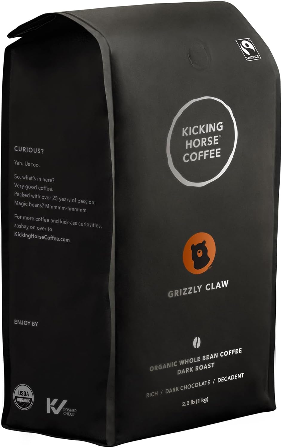 Kicking Horse Coffee, Grizzly Claw, Dark Roast, Whole Bean, 2.2 Pound - Certified Organic, Fairtrade, Kosher Coffee