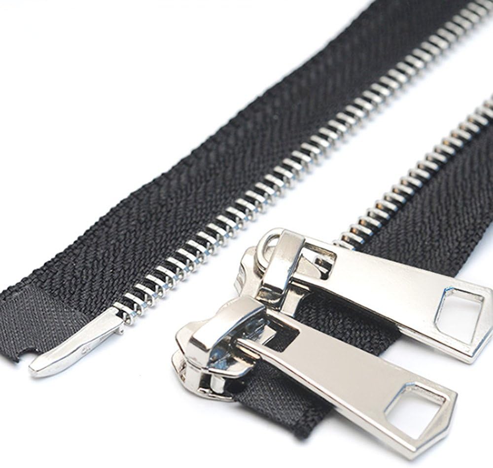 YaHoGa #5 26 Inch 65cm Two Way Separating Jacket Zipper Silver Metal Zippers for Jackets Coats Sewing Crafts (26" TW Silver)
