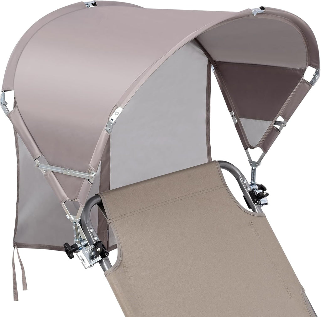 Universal Chair Umbrella Canopy, UPF 50+ Chair Sun Shade Attachment with Adjustable Clamp Fits Most Brands’ Beach, Camping, Lawn, Wheelchair, Tanning, Zero Gravity, Lounge, Fishing Chairs, Patented