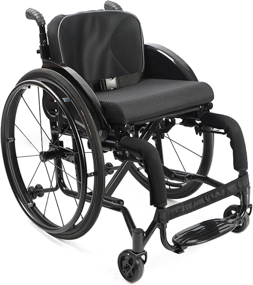 Sports Wheelchair, Durable & Lightweight, 15.7-Inch Wide Seat, Black, Steel Frame, Mag & Spoke Wheels