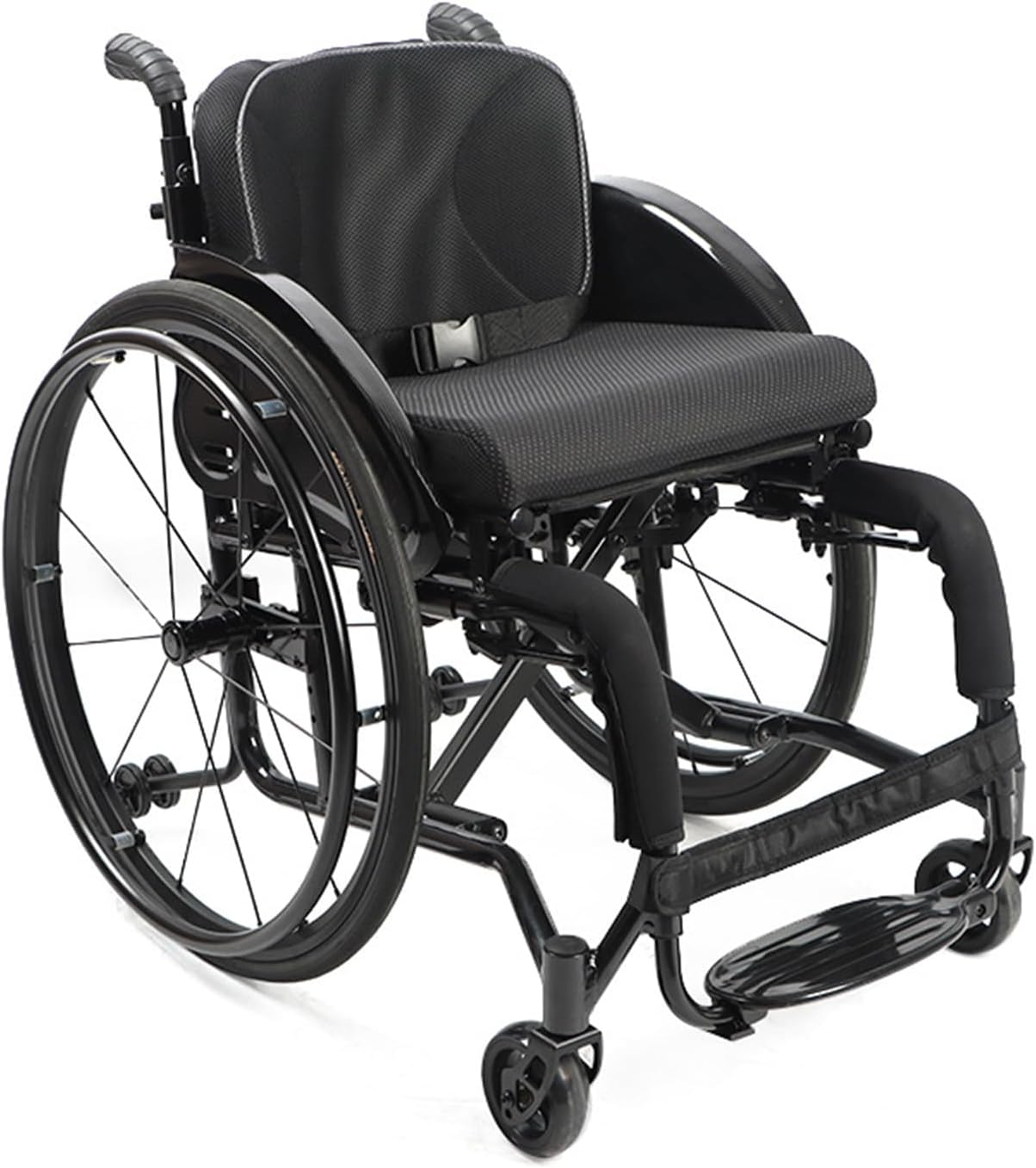 Sports Wheelchair, Durable & Lightweight, 15.7-Inch Wide Seat, Black, Steel Frame, Mag & Spoke Wheels
