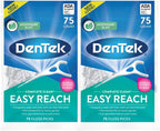 DenTek Complete Clean Easy Reach Floss Picks, Advanced Fluoride Coating, Mouthwash Blast Flavor, 75 ct. (Pack of 2)