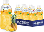 Mogu Mogu Drink Pineapple Juice (6 Bottles) Delicious drinks made with fruit juice and nata de coco (coconut jelly) Fun chewable juice boxes for kids. Juice bottles made for adults and kids ready to drink juices