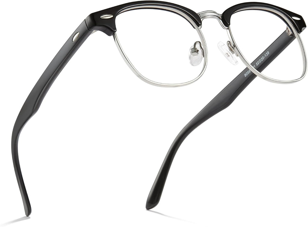 Cyxus Blue Light Glasses Men Retro Semi Rimless Clear Blue Light Glasses for Computer Eye Strain Gaming Glasses Anti Harmful Blue Light for Men Women