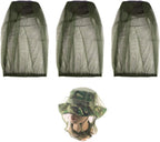Cuayaes 3Pcs Premium Head Net Face Mesh, Mosquito Hat Mask Head Cover for Camping Hiking Fishing Climbing, Protecting from Bee Mosquito Gnats