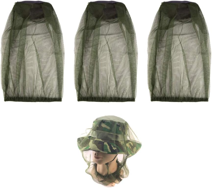 Cuayaes 3Pcs Premium Head Net Face Mesh, Mosquito Hat Mask Head Cover for Camping Hiking Fishing Climbing, Protecting from Bee Mosquito Gnats