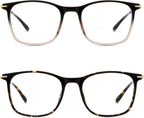 Firmoo Blue Light Glasses for Women Men, Reading Glasses 0.0x-3.0x, Ultra Light Square Frame, Premium TR90 & Metal Blend