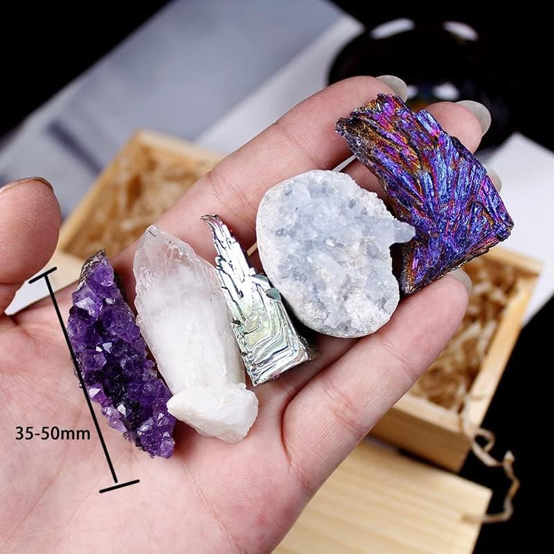 Crystal Stone 5pcs/Set Natural Crystal Cluster Point Minerals Amethyst Cluster for Home Decoration Presents