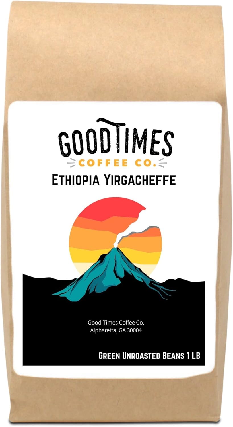 Good Times Coffee Company Green Unroasted Coffee Beans, Ethiopian Yirgacheffe (1 Pound)