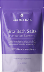 Lansinoh Sitz Bath Salts for Postpartum Care, Perineal Soak with Epsom Salt, Aloe Vera, Lavender & Frankincense Oil, 10 Ounces
