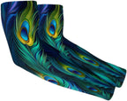 Peacock Arm Sleeve Cover UV Protective for Adult Youth Compression Peacock Feather Arm Sleeves with Thumb Hole for Outdoor Driving Cycling,Running,Fishing,Gardeners