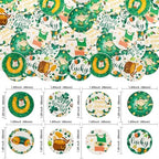 Gyufise 48Pcs Edible Happy St Patrick’s Day Cupcake Toppers Wafer Paper Shamrock Green Hat Lucky Cupcake Picks for Happy St Patrick’s Day Irish Theme Baby Shower Birthday Party Supplies