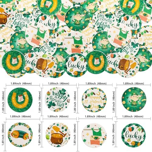 Gyufise 48Pcs Edible Happy St Patrick’s Day Cupcake Toppers Wafer Paper Shamrock Green Hat Lucky Cupcake Picks for Happy St Patrick’s Day Irish Theme Baby Shower Birthday Party Supplies