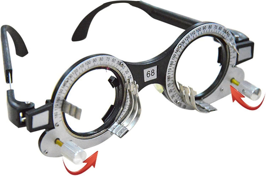 NICHOY Optical Trial Lens Frame Optometry Eye Test Glasses Frame Pupillary Distance,Temple Length Adjustable Not Easy to Deform Multi-Lens Stainless Steel Slot(Color:黑色,Size:PD 55-90mm)