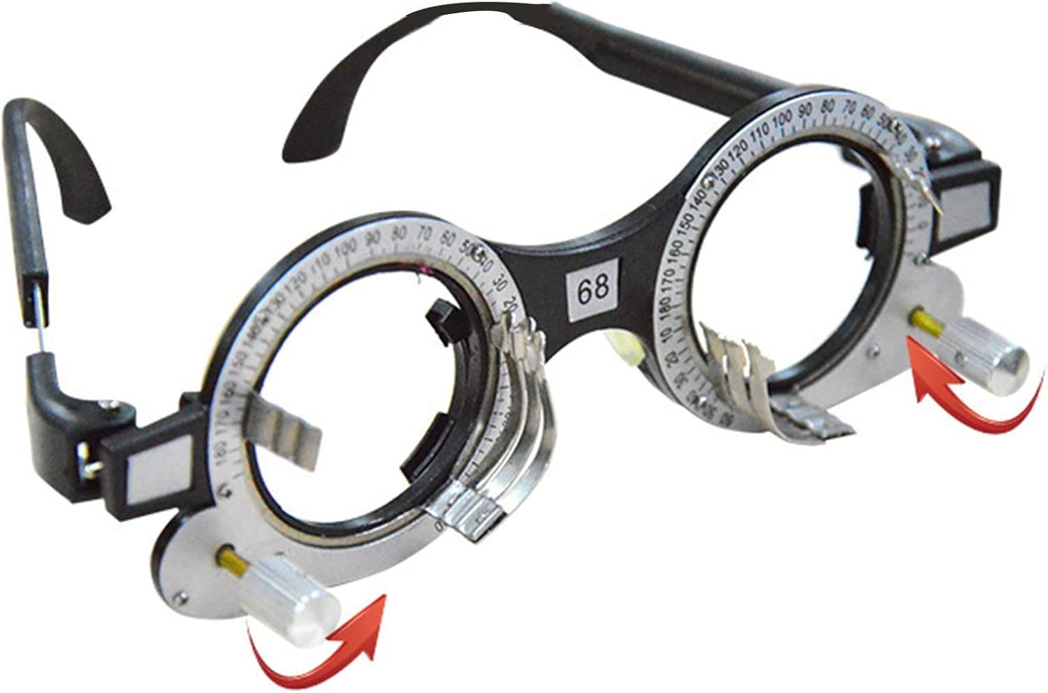 NICHOY Optical Trial Lens Frame Optometry Eye Test Glasses Frame Pupillary Distance,Temple Length Adjustable Not Easy to Deform Multi-Lens Stainless Steel Slot(Color:黑色,Size:PD 55-90mm)