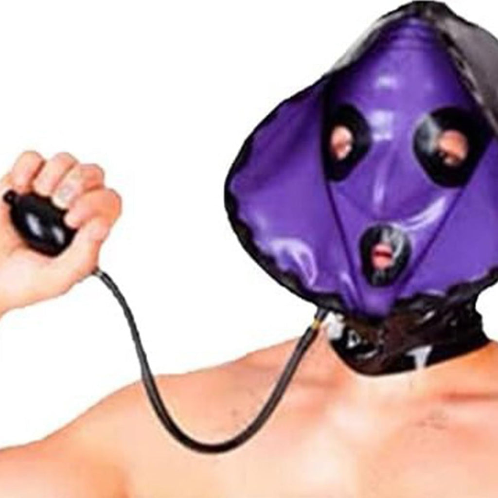 Latex Hood Rubber Head Mask Inflatable Back Zipper Special Cool Handmade for Unisex Cosplay Club Wear