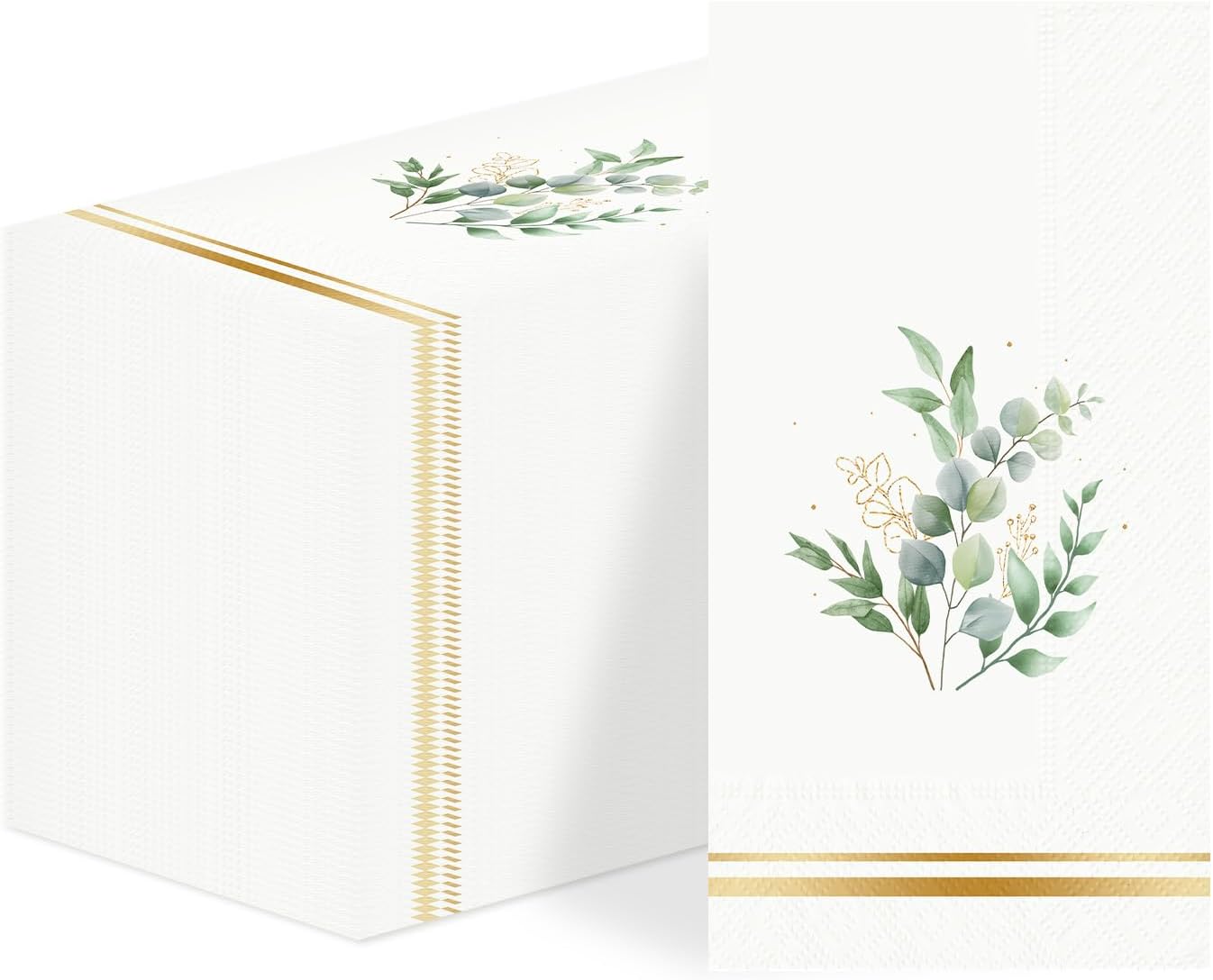 100Pcs Eucalyptus Paper Napkins 3 Ply Eucalyptus Spring Wedding Disposable Absorbent Hand Towels Sage Green Guest Dinner Paper Napkins for Wedding Spring Baby Bridal Shower Birthday Party Supplies