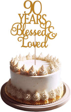90 Years Love Blessed Cake Topper - Happy Birthday 90th Cake Topper, 90th anniversary supplies, 90th Birhtday Party Decorations