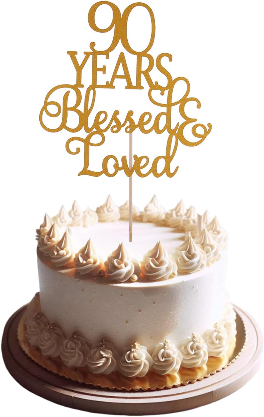 90 Years Love Blessed Cake Topper - Happy Birthday 90th Cake Topper, 90th anniversary supplies, 90th Birhtday Party Decorations