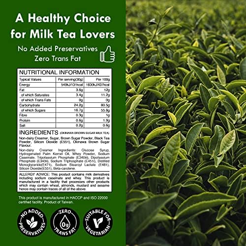 Okinawa Brown Sugar Bubble Milk Tea Instant 3in1 Powder Mix - 1kg (33 Drinks) | For Boba Tea, Milkshake, Blended Frappe and Bakery | Authentic Taiwan Recipe | No Preservatives by Moriyama Teahouse