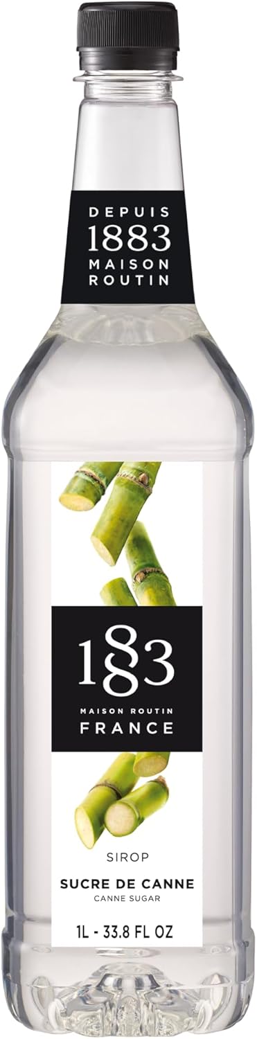 1883 Pure Cane Sugar Syrup for Drinks, Made in France, 1 Liter Plastic Bottle