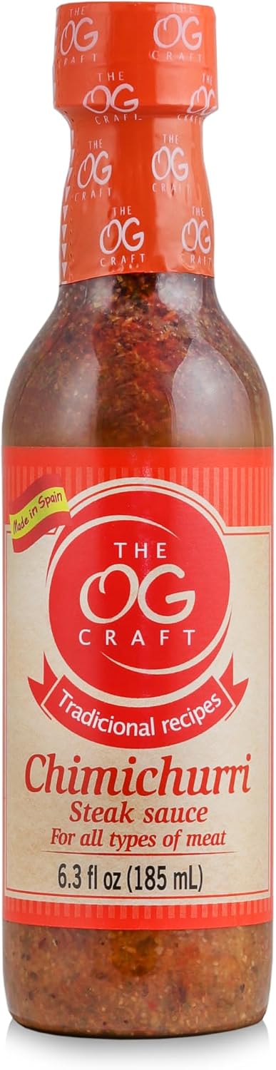 Chimichurri Sauce Authentic Gourmet Marinade and Steak Sauce for BBQ, Grilled Meats, Sausages, Sandwiches, Potatoes, Omelets, and More Gluten-Free, Traditional Spanish Recipe, Perfect for Elevating Every Dish with Bold and Zesty Flavor.