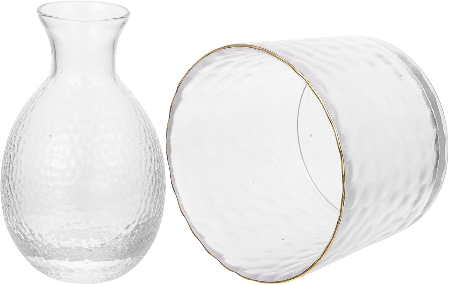 COHEALI Japanese Sake Decanter and Ice Bucket Set Glass Sake Pot with Warm and Cold Use 1pcs Japanese Style Suitable for Summer and Winter Serving Random Color