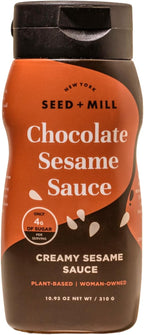 Seed + Mill - Tahini Sauce - Chocolate Sesame - Chocolate Tahini in a Squeeze Bottle - Vegan, Kosher, Non-GMO, Paleo, Gluten Free - Great on Fruit, Toast, in Crepes, Desserts, & Hummus - 10.93oz