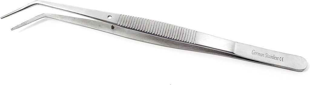 Lab Tweezers High Precision Forceps, 6" (15.2 cm), Fine Strong Angled Point tweezers, Stainless Steel